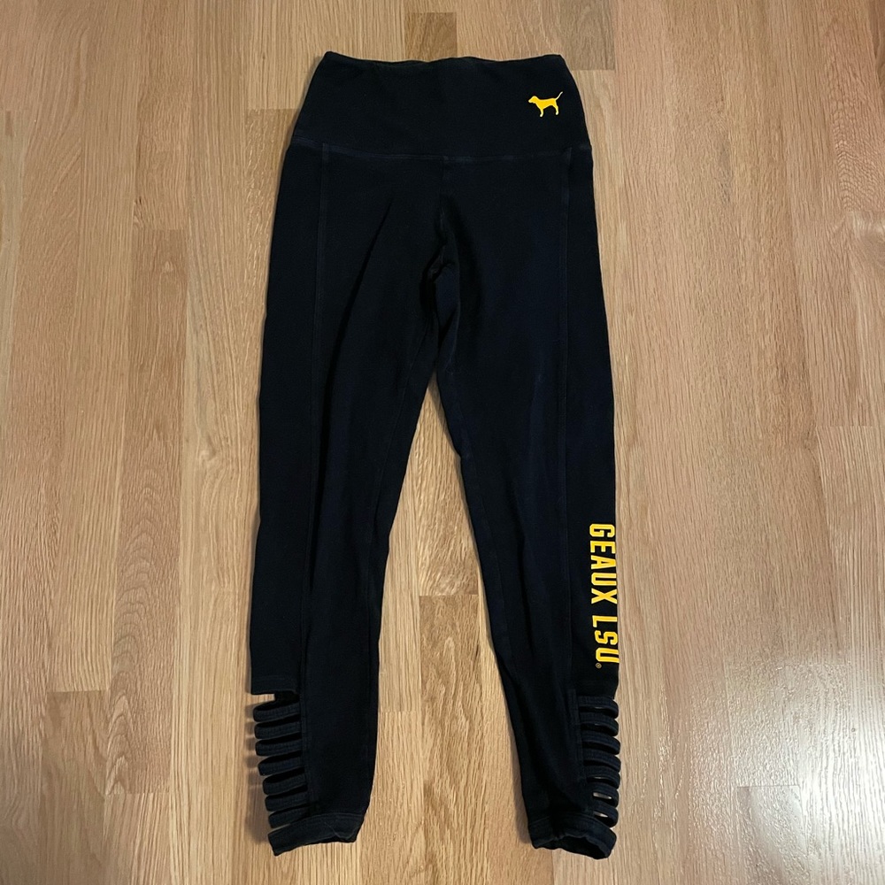 Black VS Pink LSU Yoga Leggings